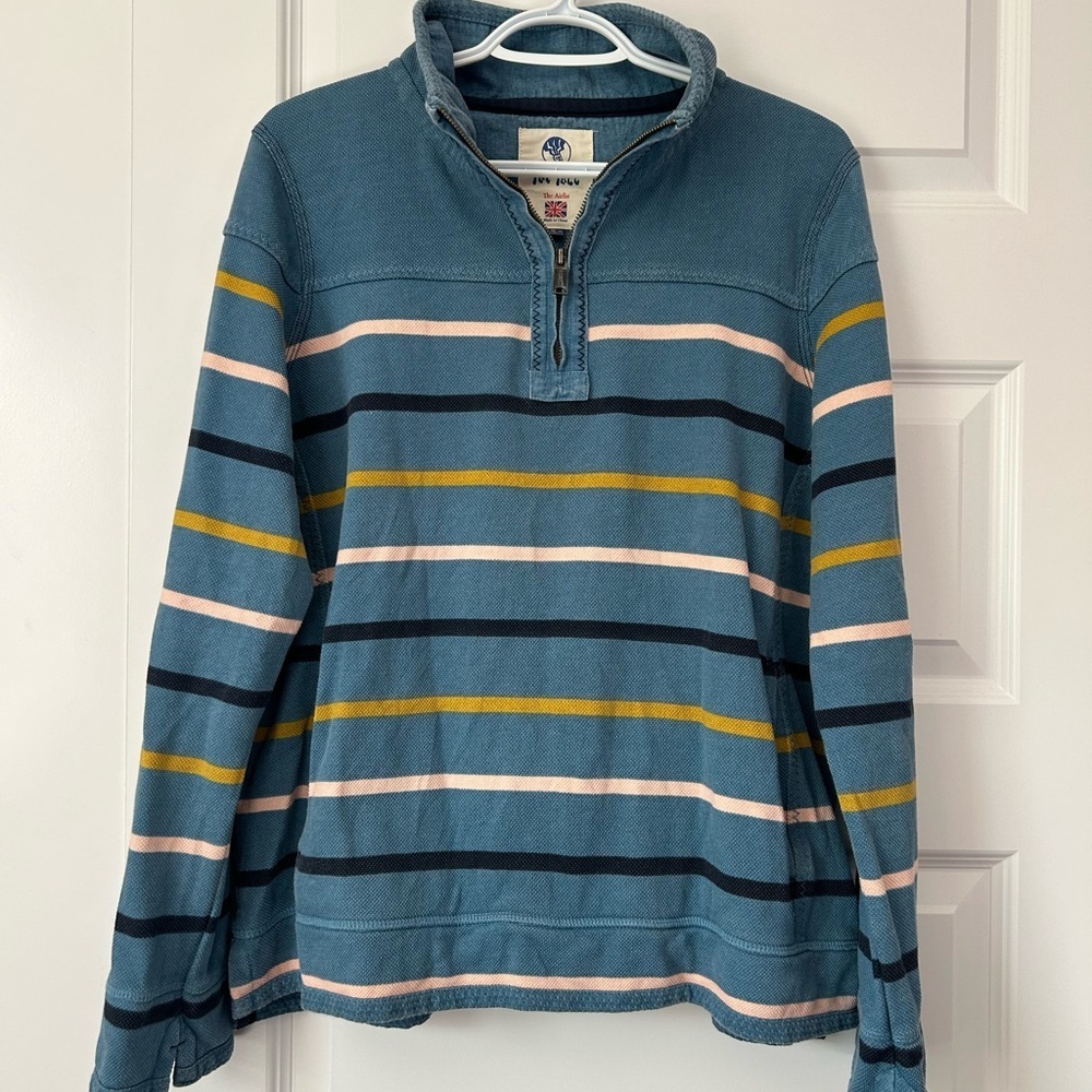 Fat Face Airlie 1/4 Zip Striped Sweater - Blue, Pink, Yellow